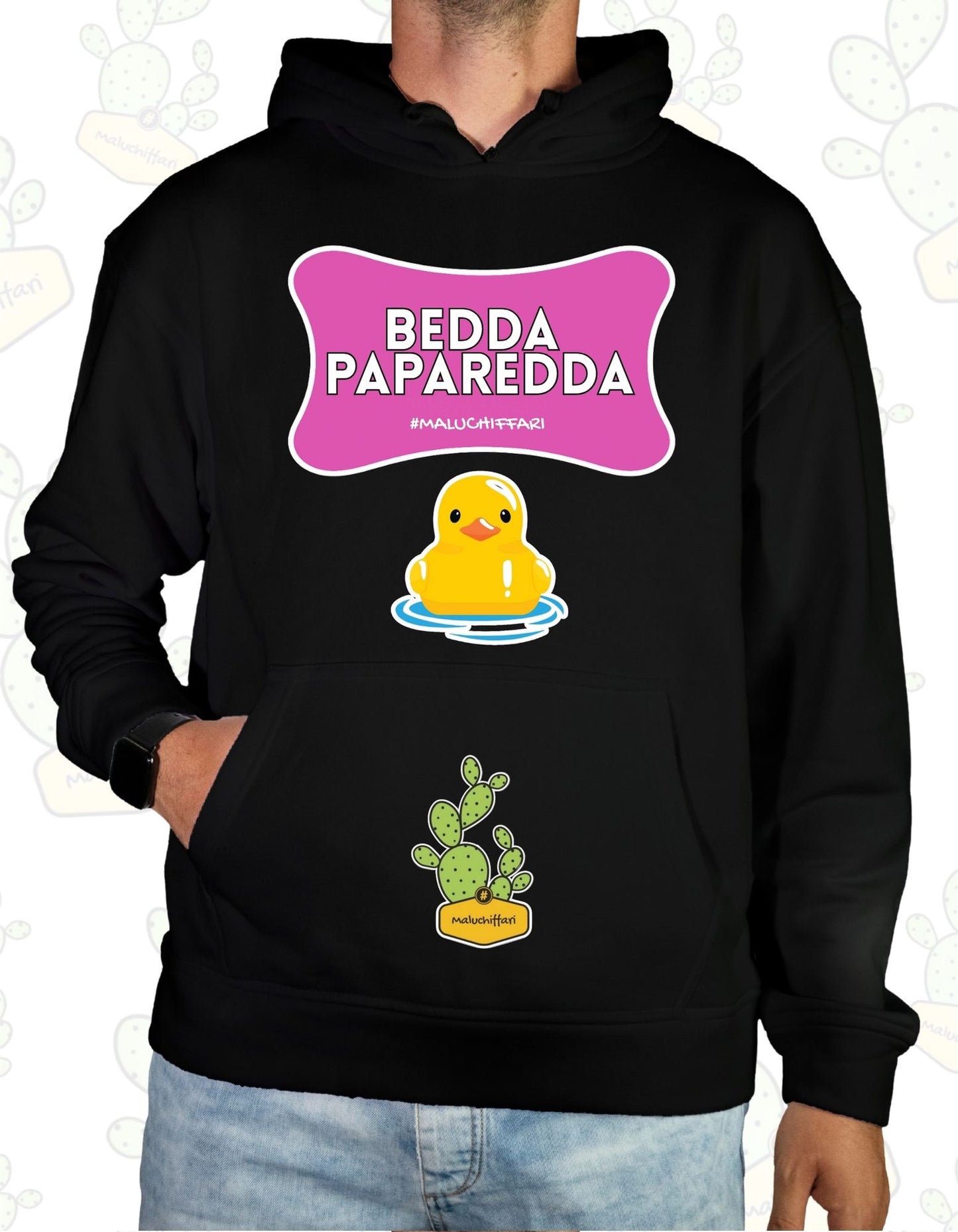 Felpa Unisex con cappuccio – BEDDA PAPAREDDA PAPERA ROSA 1.0