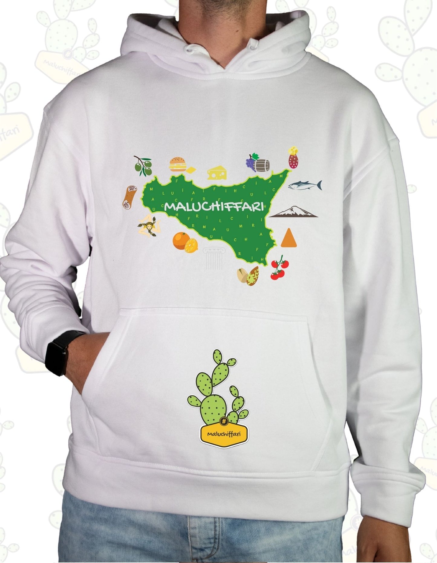 Felpa Unisex con cappuccio – SICILIA BEDDA.. verde produce