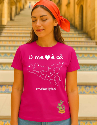 T-shirt Donna – U' ME CORI è CA -> SICILIA bianca