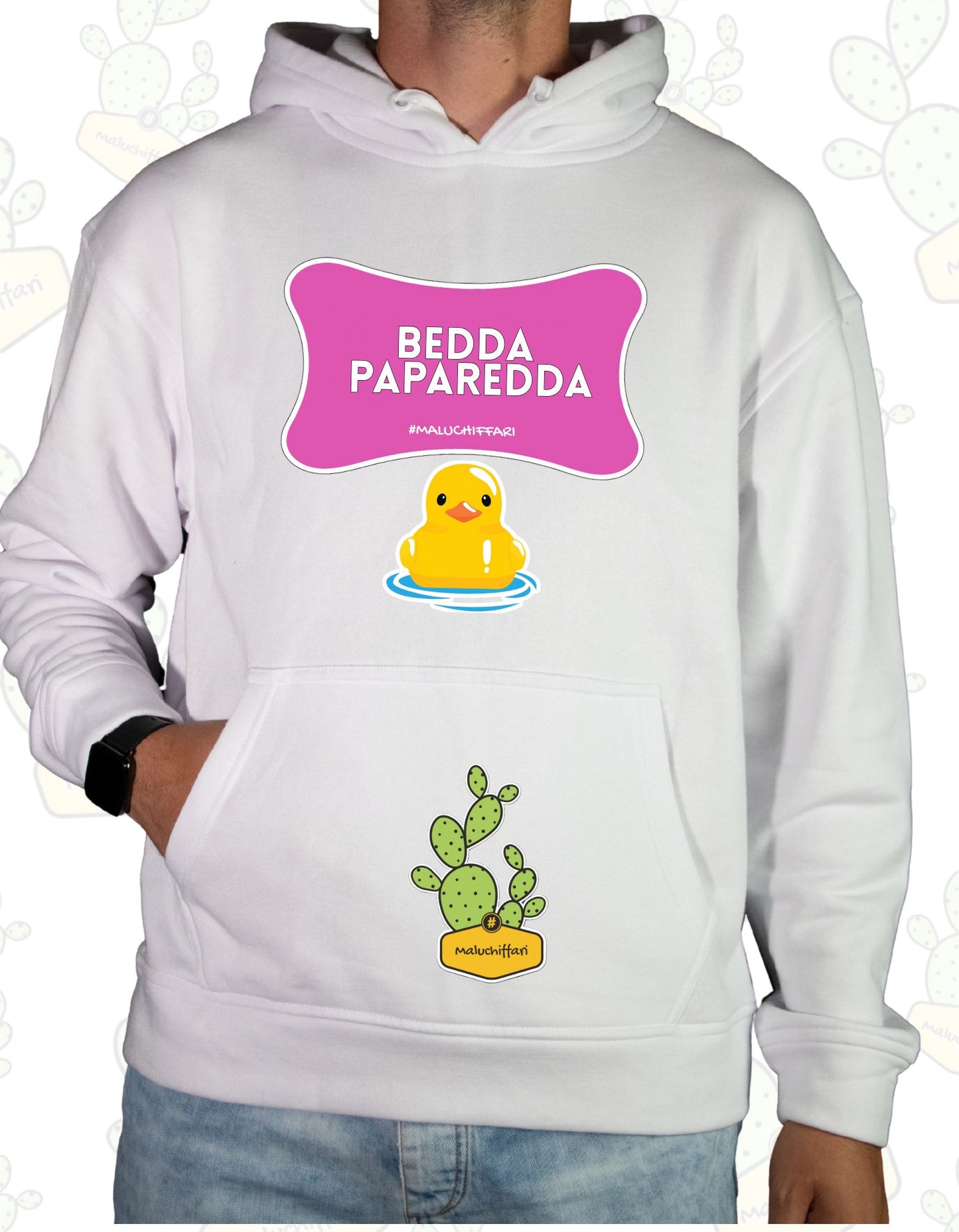 Felpa Unisex con cappuccio – BEDDA PAPAREDDA PAPERA ROSA 1.0