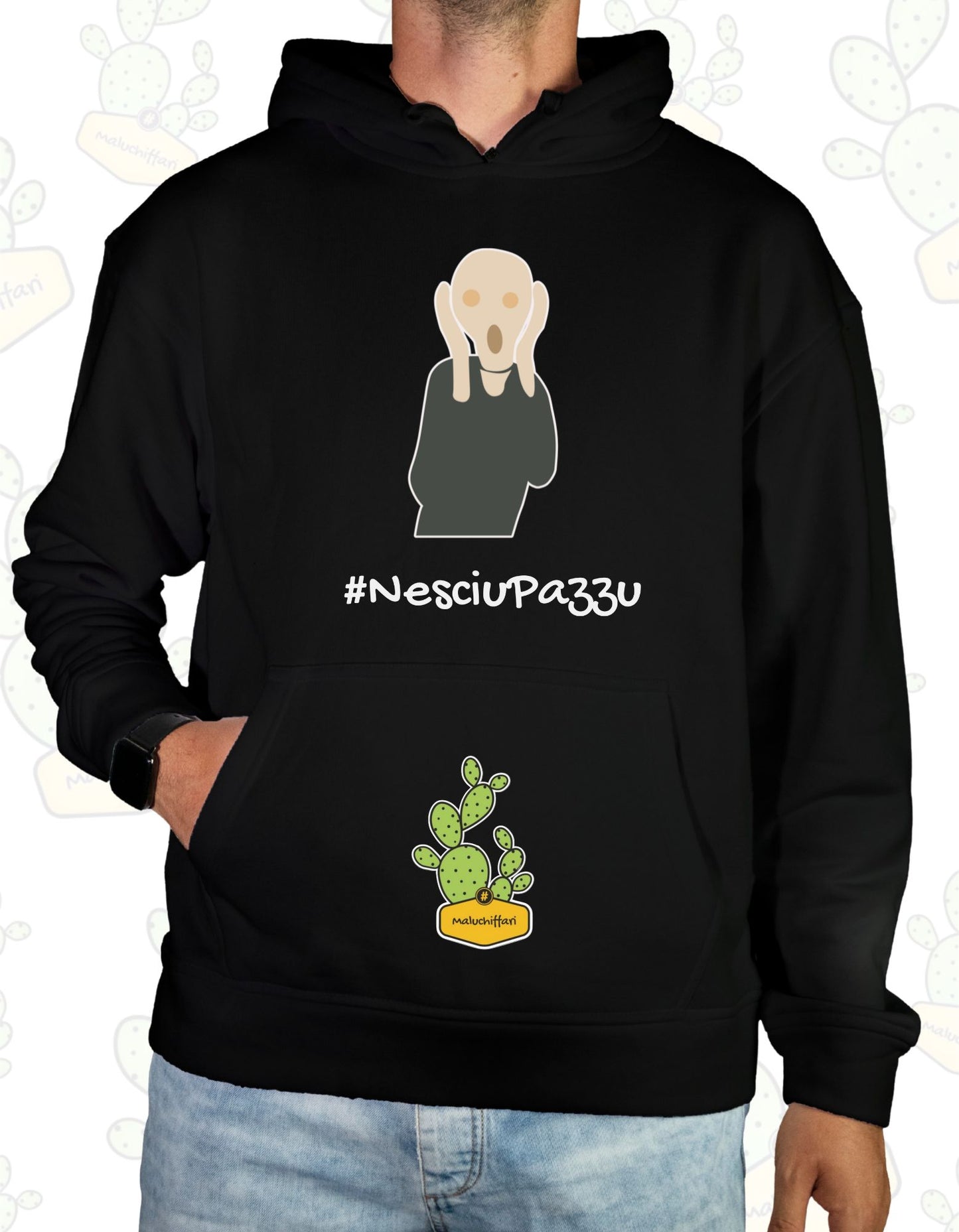 Felpa con cappuccio – #Nesciupazzu (urlo)