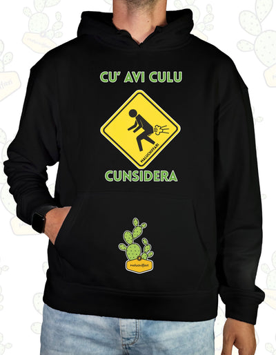 Felpa Unisex con cappuccio – CU AVI CULU CUNSIDERA