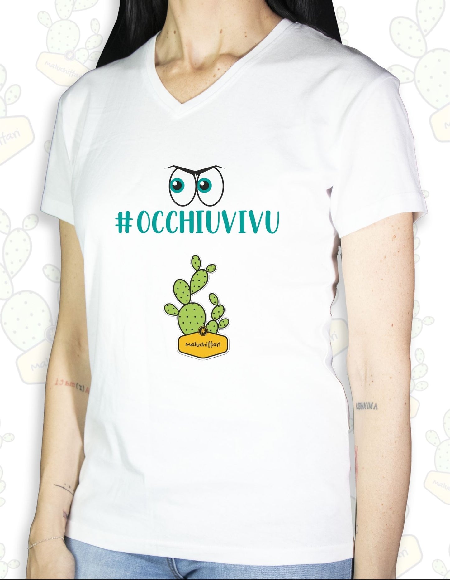 T-shirt Donna – OCCHIU VIVU ( occhi )