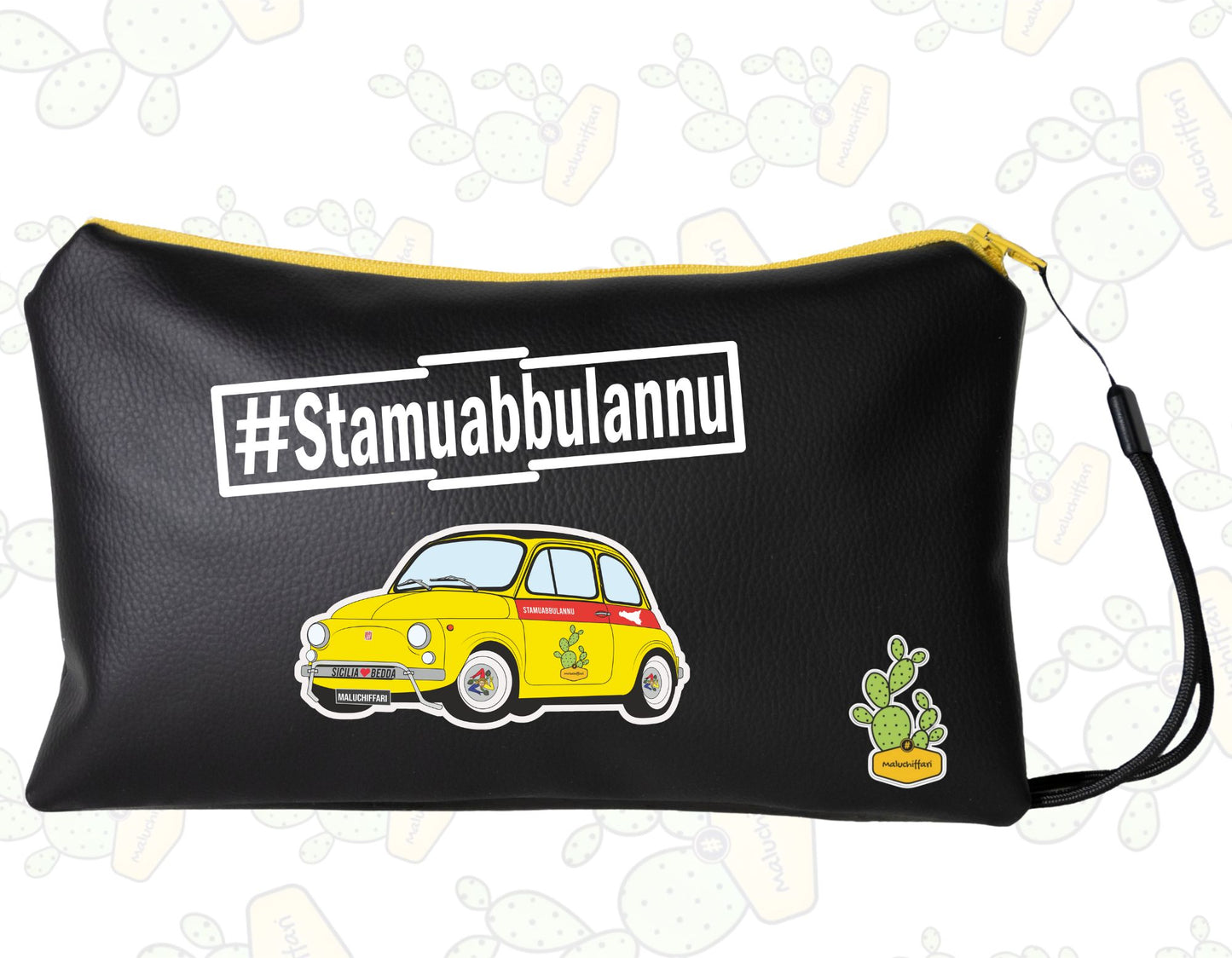 Pochette in ECOPELLE  – #STAMUABBULANNU 500 GIALLA