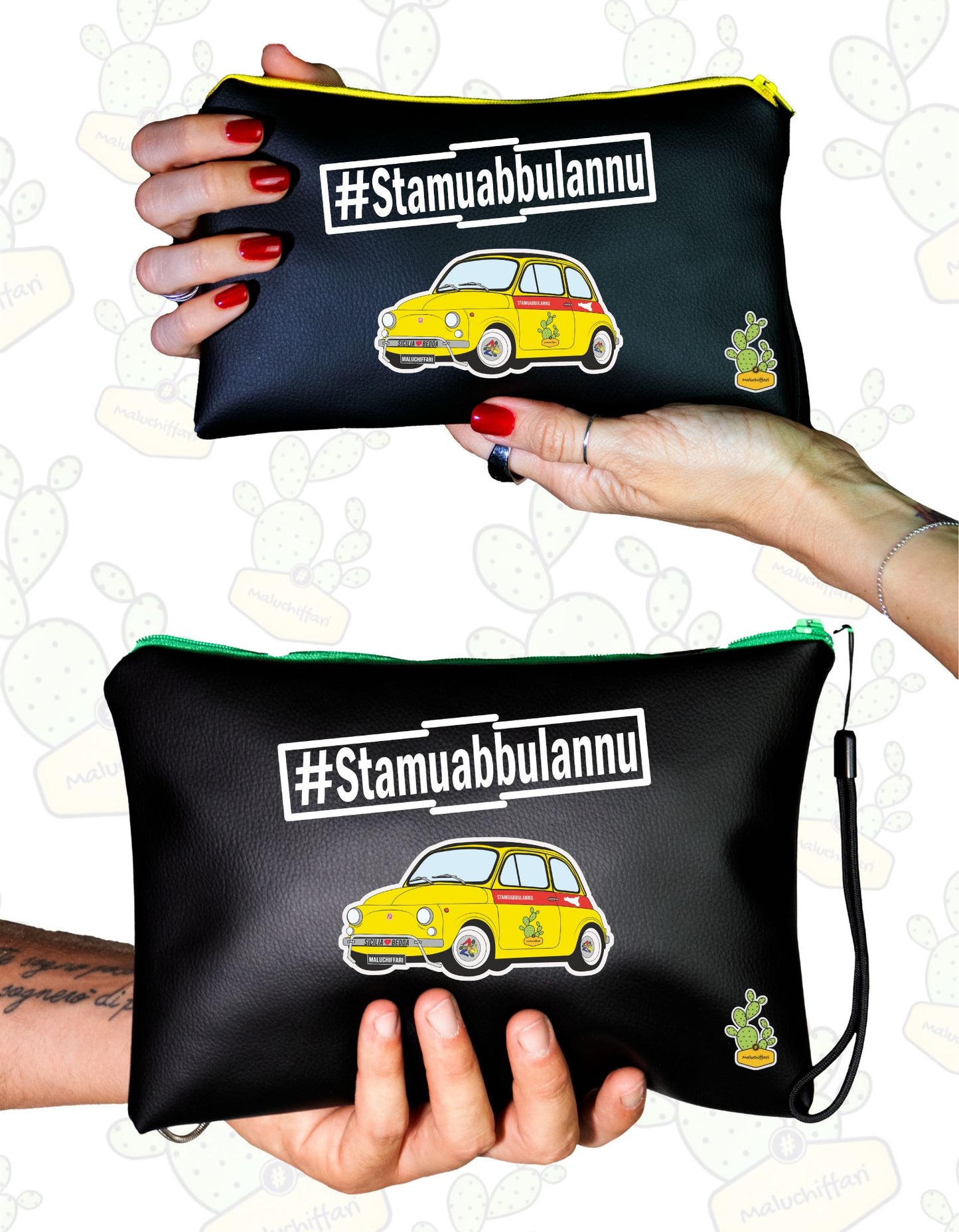 Pochette in ECOPELLE  – #STAMUABBULANNU 500 GIALLA