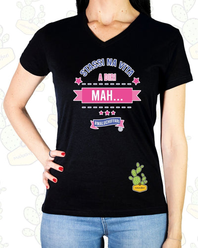 T-shirt Donna – STASSI NA VITA A DIRI MAH 1.0 (rosa/blu)