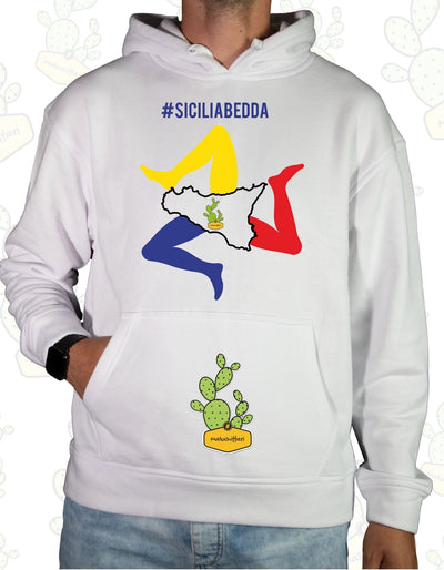 Felpa Unisex con cappuccio – #SICILIABEDDA TRINACRIA MINILOGO