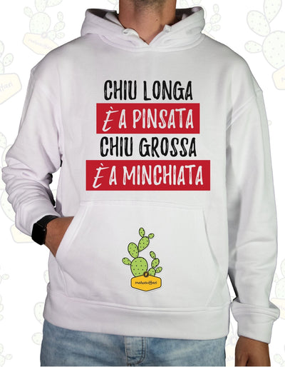 Felpa con cappuccio Maluchiffari – CHIù LONGA E' A PINSATA,CHIù GROSSA è A MINCHIATA - Unisex