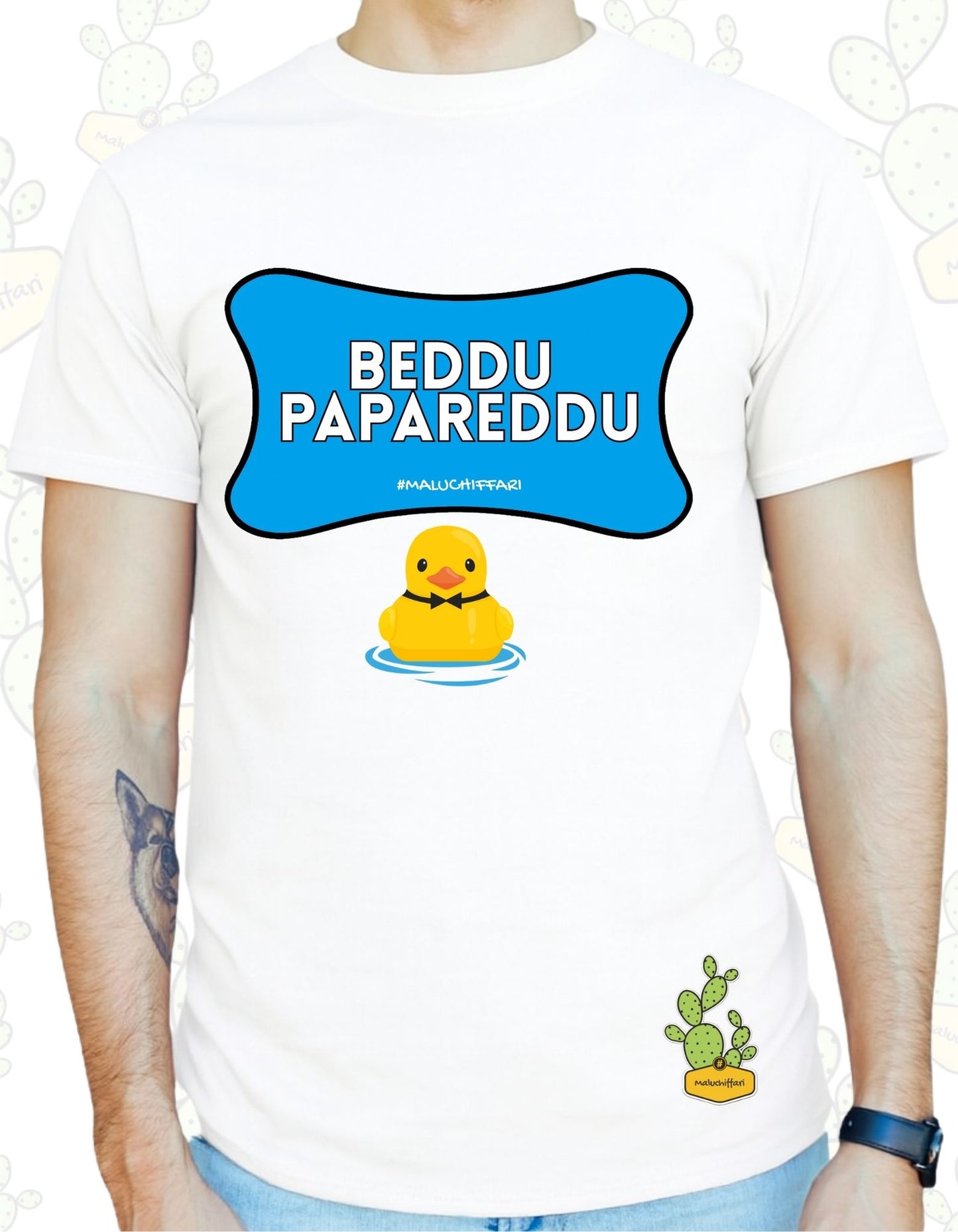 T-shirt Uomo  – BEDDU PAPAREDDU (azzurro)