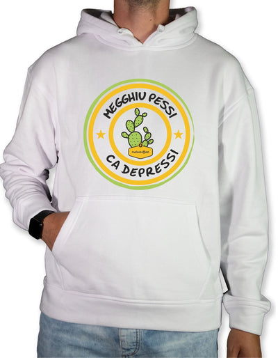 Felpa Unisex con cappuccio - MEGGHIU PESSI Cà DEPRESSI TIMBROLOGO 1.0 (G/V)