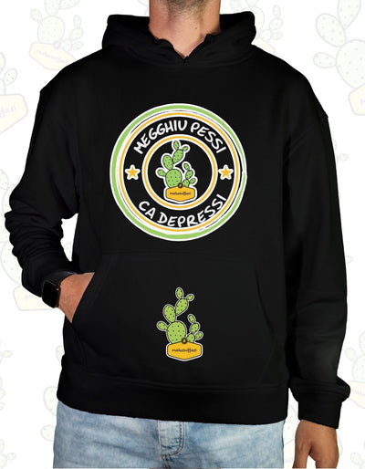 Felpa Unisex con cappuccio - MEGGHIU PESSI Cà DEPRESSI TIMBROLOGO 1.0 (G/V)