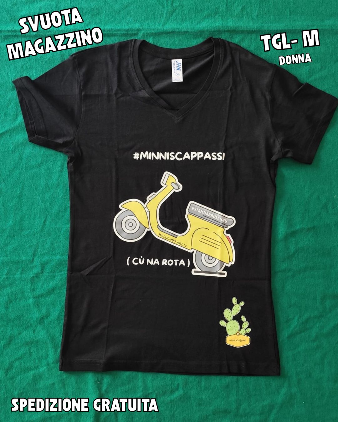 T-shirt DONNA -M - . MINNISCAPPASSI CU NA ROTA (VESPA)  -OCCASIONI - PRONTA CONSEGNA