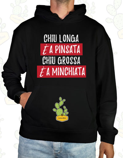 Felpa con cappuccio Maluchiffari – CHIù LONGA E' A PINSATA,CHIù GROSSA è A MINCHIATA - Unisex