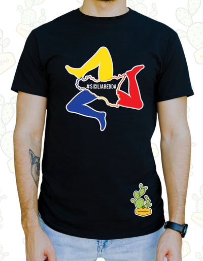 T-shirt Uomo Maluchiffari – SICILIABEDDA "TRINACRIA" triColor - Dialetto, Stile e Ironia Siciliana