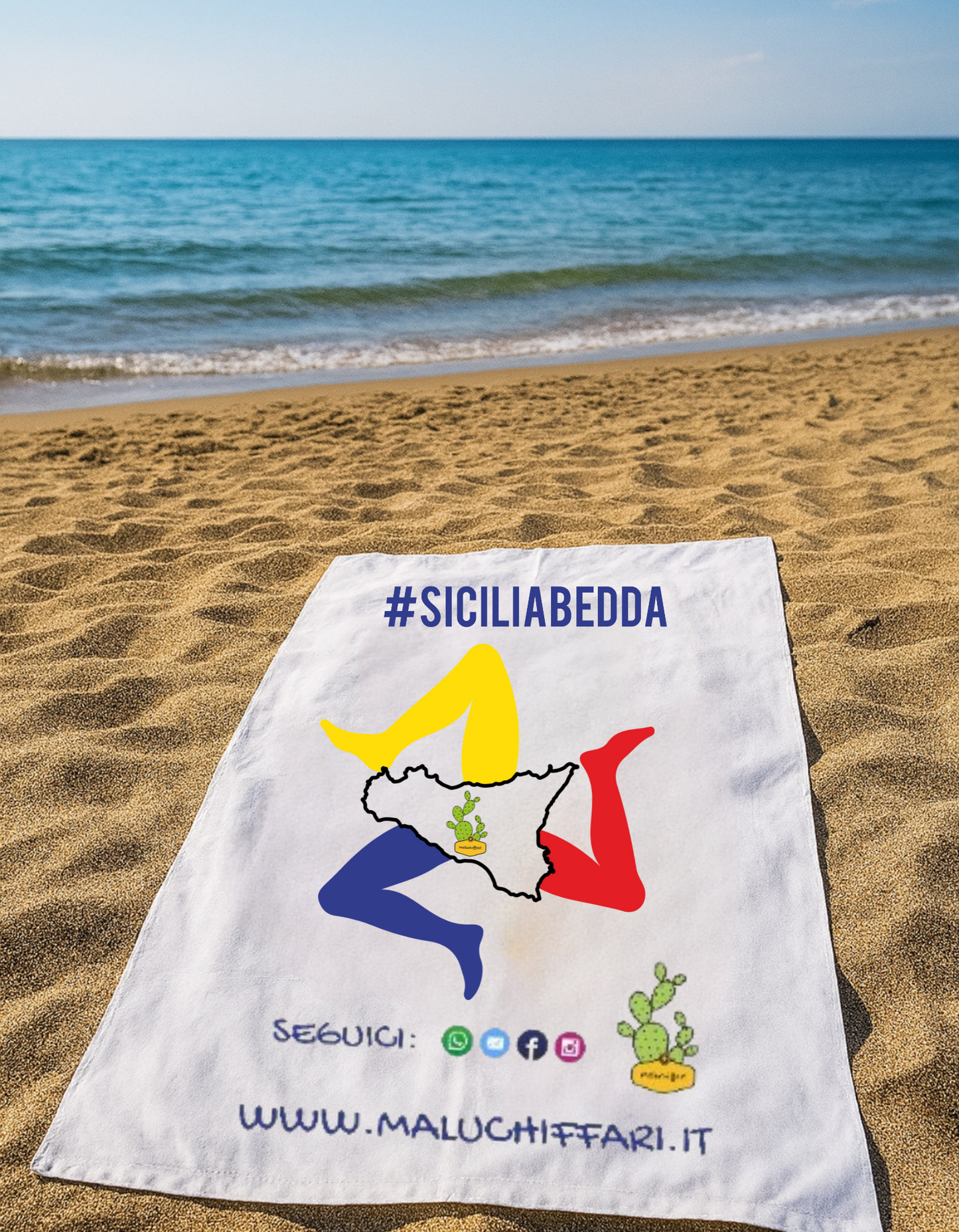 TELO MARE - #SICILIABEDDA TRINACRIA TRICOLOR MINILOGO -UNISEX -MALUCHIFFARI