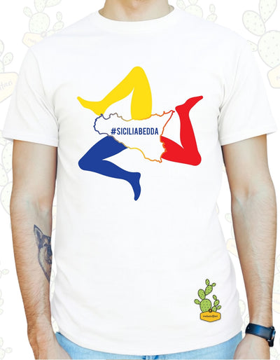T-shirt Uomo Maluchiffari – SICILIABEDDA "TRINACRIA" triColor - Dialetto, Stile e Ironia Siciliana