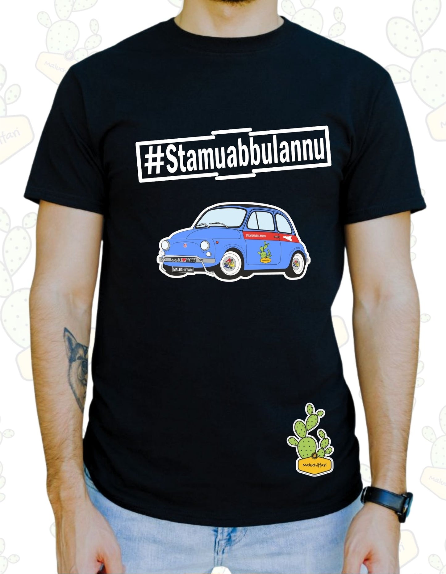 T-shirt Uomo – [ #STAMUABBULANNU ] 500 Azzurra