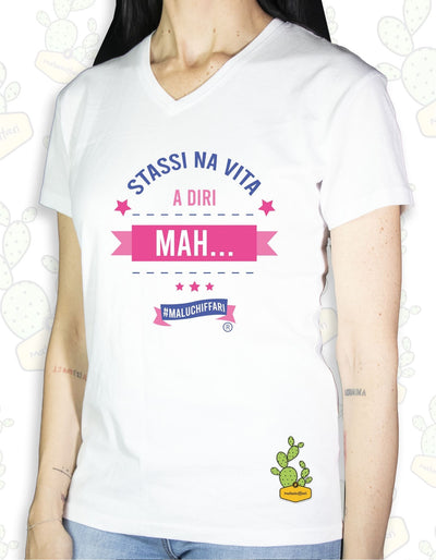 T-shirt Donna – STASSI NA VITA A DIRI MAH 1.0 (rosa/blu)