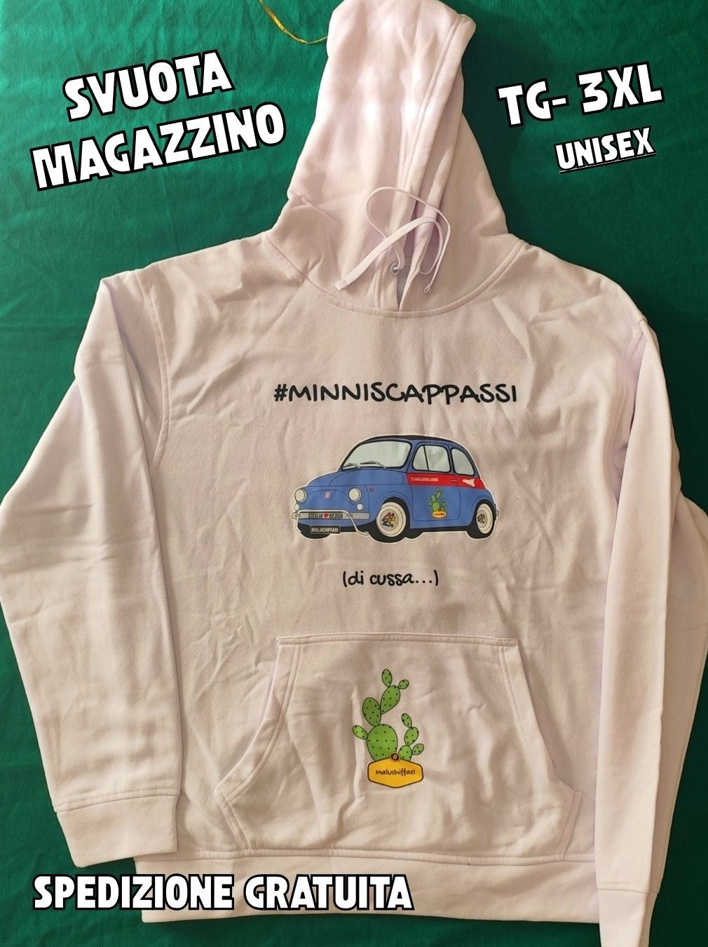 FELPA - 3XL - MINNISCAPPASSI ..500 BLU  ; OCCASIONI - PRONTA CONSEGNA