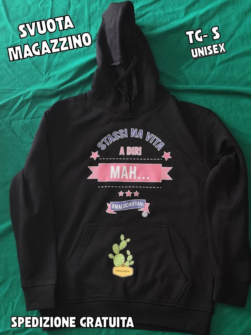 FELPA - S - STASSI NA VITA A DIRI MAH (rosa blu)  ;  OCCASIONI - PRONTA CONSEGNA