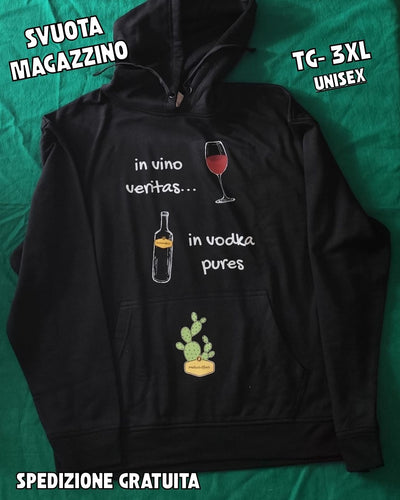 FELPA - 3XL  -  IN VINO VERITAS IN VODKA PURES  ; OCCASIONI - PRONTA CONSEGNA