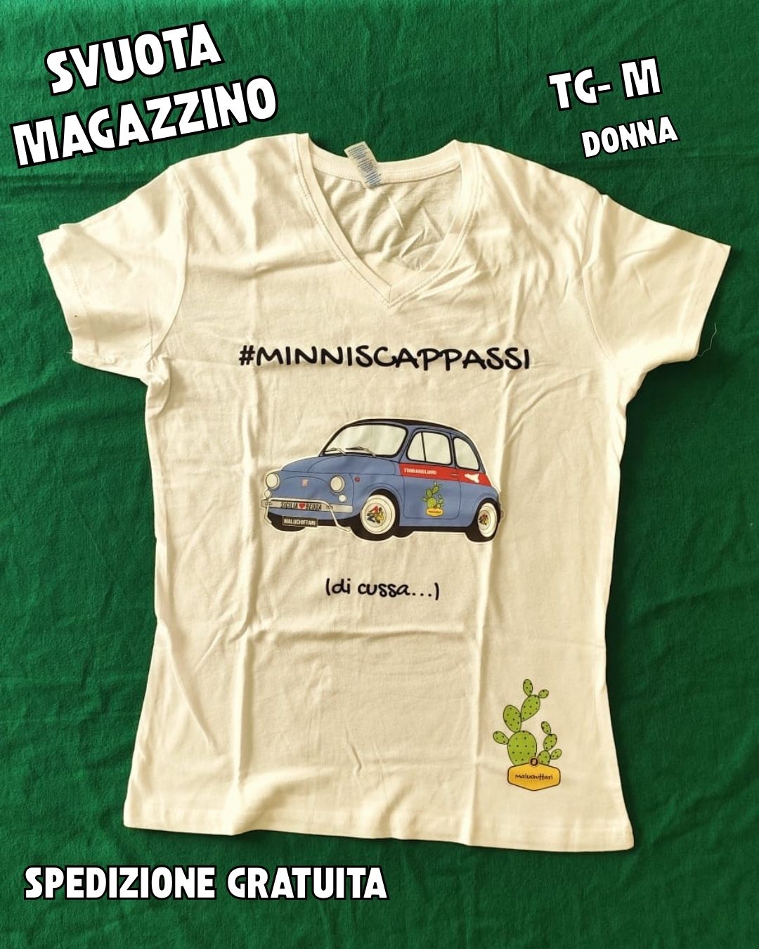 T-shirt DONNA -M - . MINNISCAPPASSI DI CUSSA 500 GIALLA -OCCASIONI - PRONTA CONSEGNA