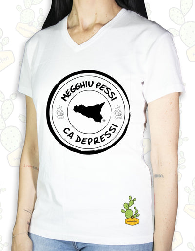 T-shirt Donna  – MEGGHIU PESSI CA DEPRESSI SICILIA 1.0